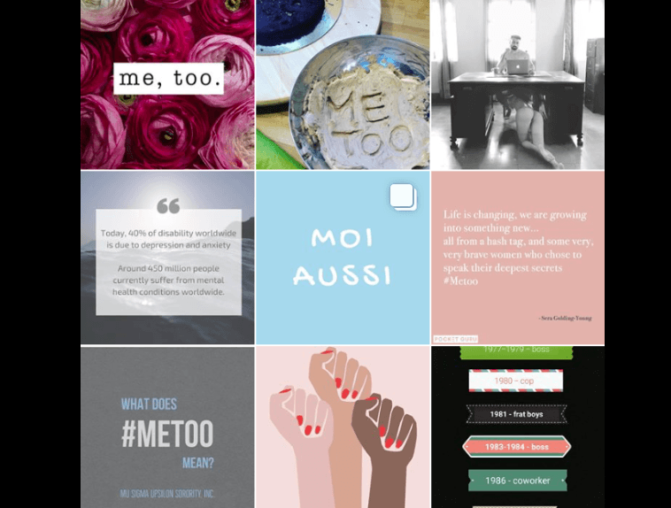 Instagram-Posts mit dem Hashtag #MeToo